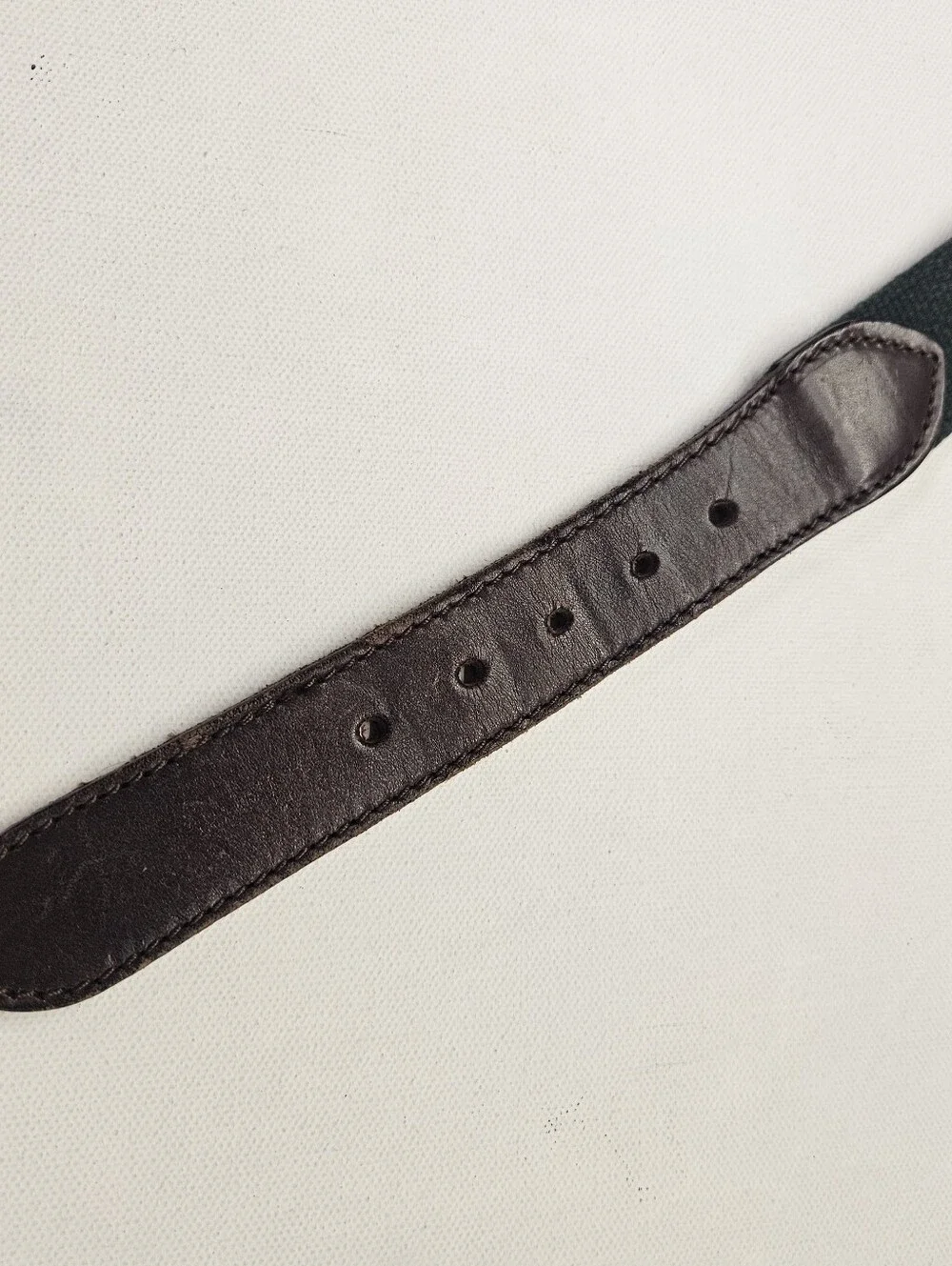 Brooks Brothers Vintage Belt Mens 40 Green Brown Canvas Leather USA Preppy Golf